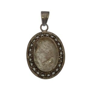 Vintage 2" Sterling Silver .925 Rutilated Quartz Pendant